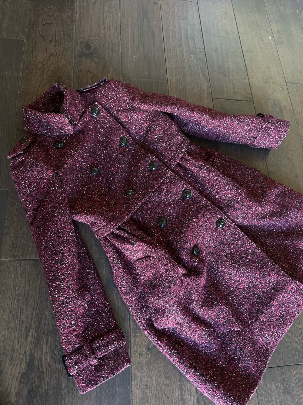 Burberry Burgundy Tweed Jacket Coat size UK 6 US 4 - Picture 2 of 13